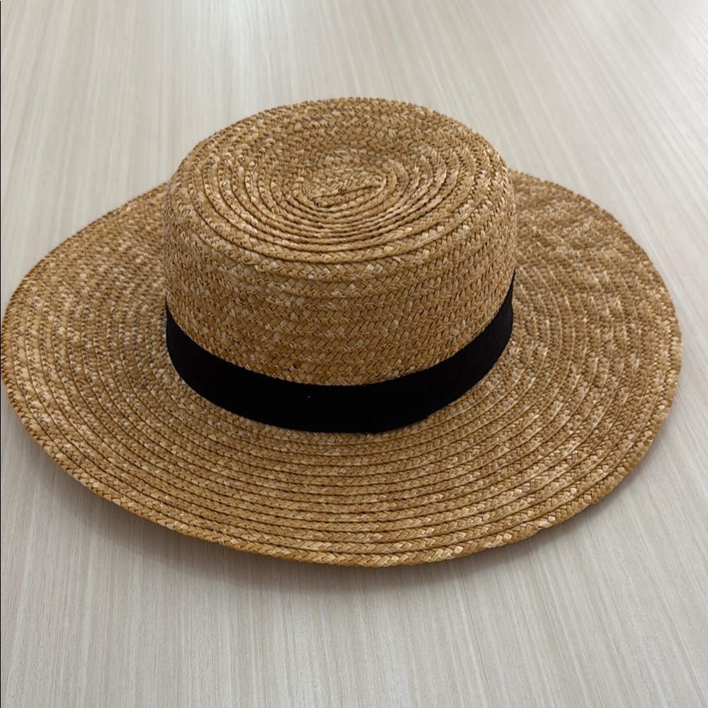 Straw Sun Hat with Black Band
